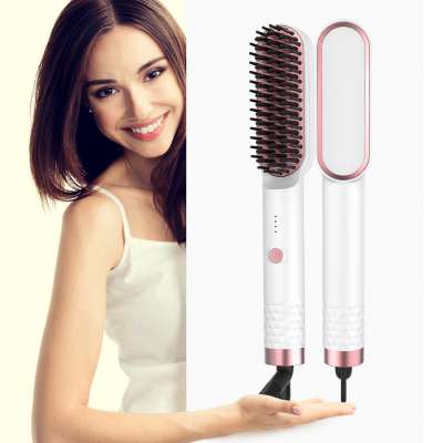 Professional Heated Beard Hair Straightening Comb Ionic Ceramic Electric Fast Electric Hair Straightener Brush