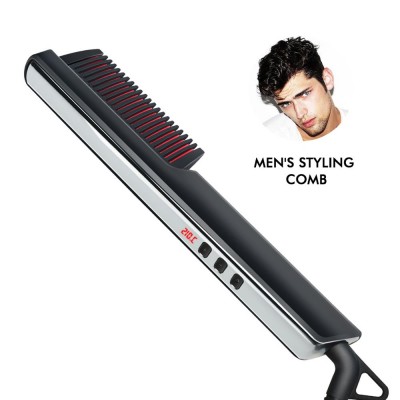 Custom 3 in 1 Men Beard Straightening Comb Ceramic Heating Ionic Heated Brush Electric Beard Straightener